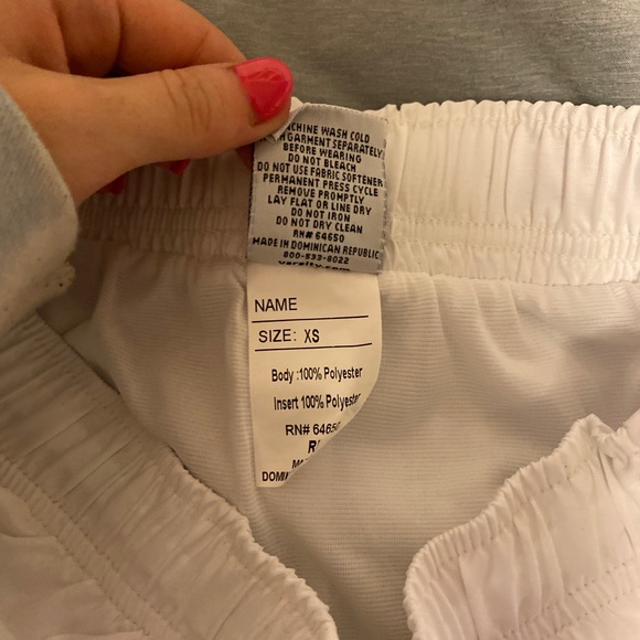 NWOT Varsity Athletic Shorts White with Multicolor Trim - Picture 3 of 3